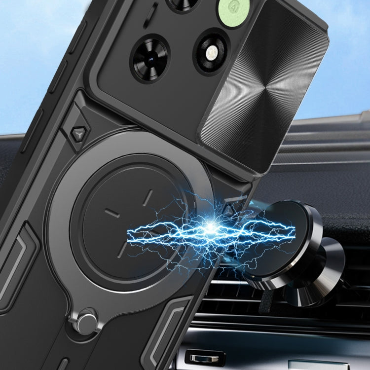 For Tecno Spark Go 2024/Spark 20 CD Texture Sliding Camshield Magnetic Holder Phone Case(Blue) - Tecno Cases by PMC TechLife | Online Shopping South Africa | PMC TechLife | Buy Now Pay Later Mobicred
