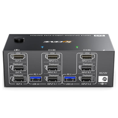 KC-KVM203DH 8K 30Hz USB3.0 DP+DP+HDMI Triple Monitors KVM Switch, UK Plug - Switch by PMC Jewellery | Online Shopping South Africa | PMC Jewellery | Buy Now Pay Later Mobicred