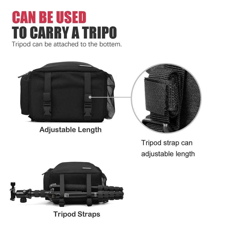 Cwatcun D17 Camera Shoulder Crossbody Backpack(Black) - free shipping - PMC TechLife - Order now!