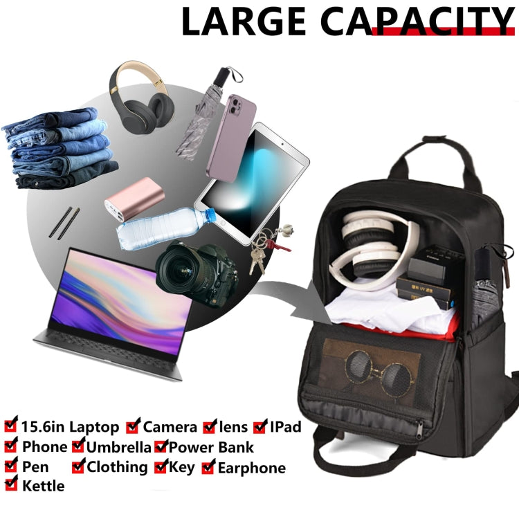 Cwatcun D78 Camera Laptop Backpack Bag With Detachable Insert Camera Case(Black) - free shipping - PMC TechLife - Order now!