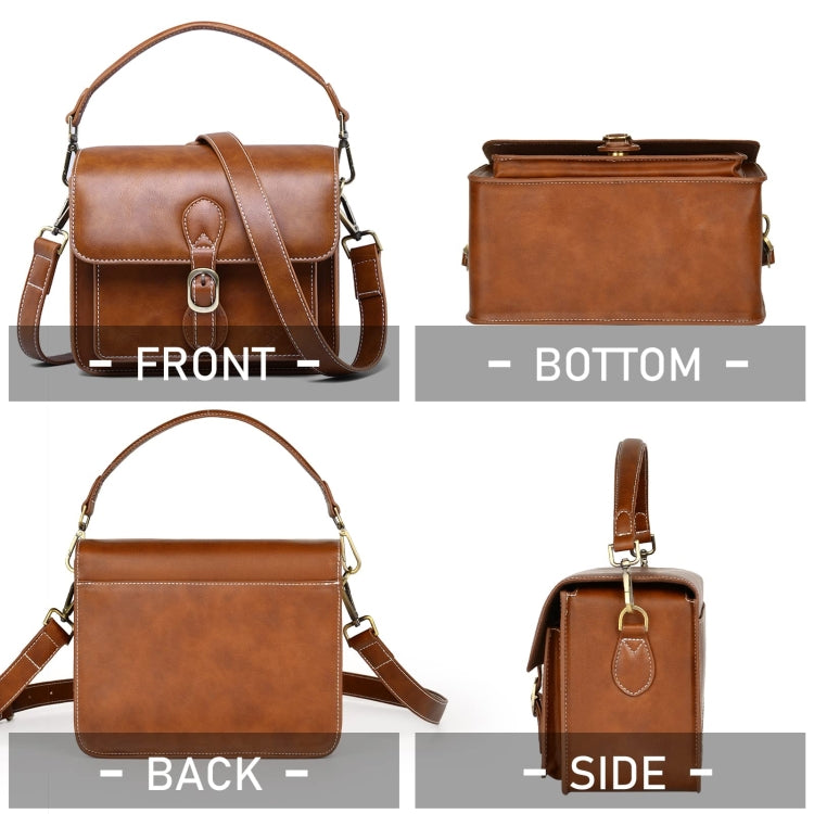 Cwatcun D80 Retro Leather Camera Shoulder Bag, Size:25.5 x 18.5 x 12.5cm Faux Leather Medium(Brown) - free shipping - PMC TechLife - Order now!