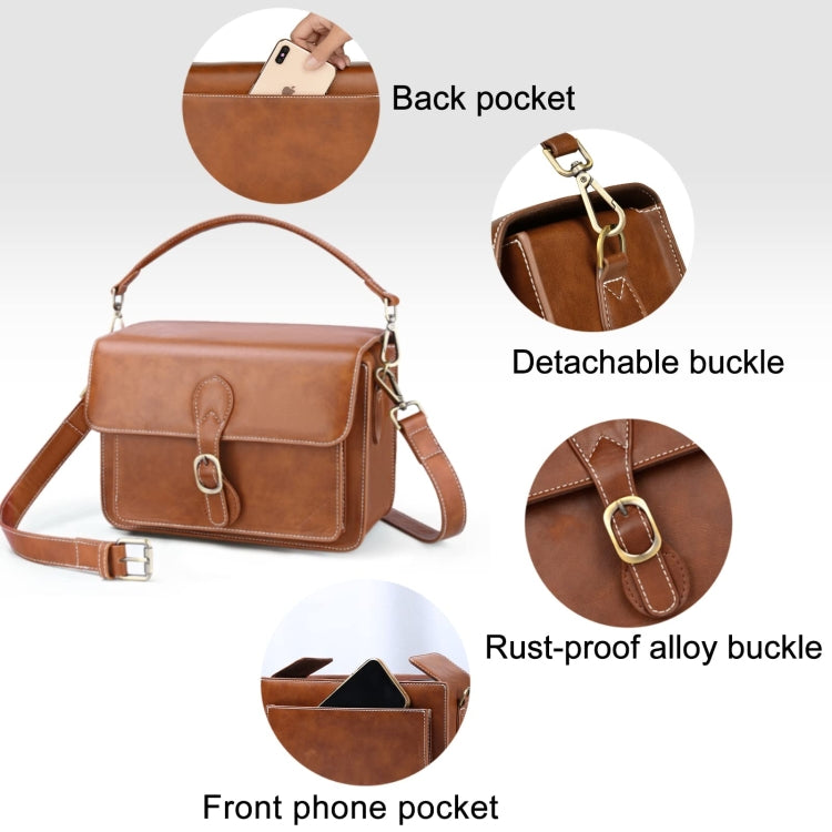 Cwatcun D80 Retro Leather Camera Shoulder Bag, Size:25.5 x 18.5 x 12.5cm Cow Leather Medium(Brown) - free shipping - PMC TechLife - Order now!