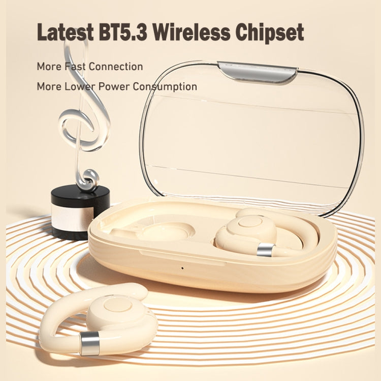 HF02 Ear Clip Bone Conduction TWS Noise Reduction Bluetooth Earphone(Beige) - TWS Earphone by PMC Jewellery | Online Shopping South Africa | PMC Jewellery | Buy Now Pay Later Mobicred