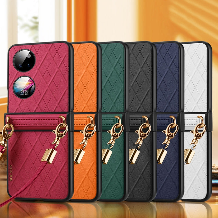 For Huawei P50 Pocket SULADA Elegant Rhombic Texture Folding Phone Case with Lanyard(White) - free shipping - PMC TechLife - Order now!