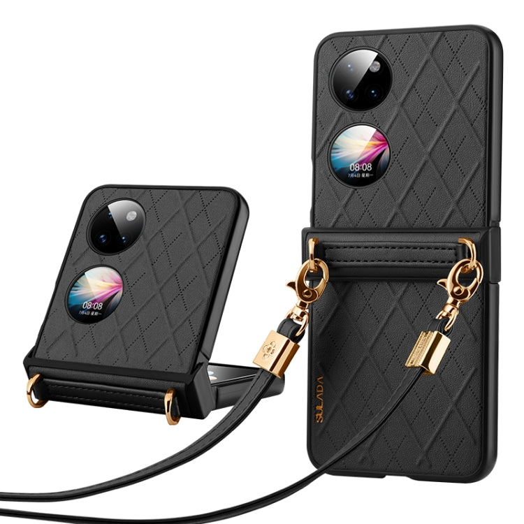 For Huawei P50 Pocket SULADA Elegant Rhombic Texture Folding Phone Case with Lanyard(Black) - free shipping - PMC TechLife - Order now!