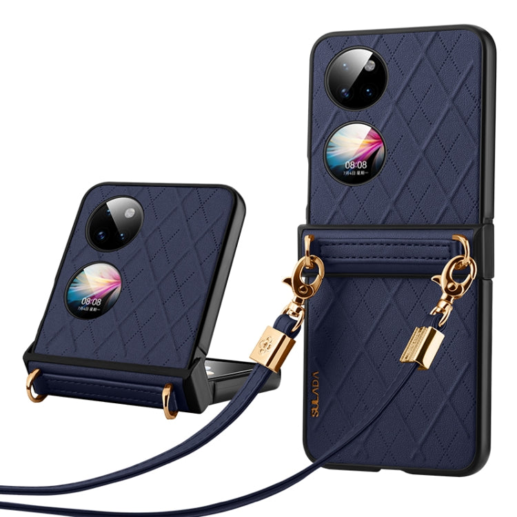 For Huawei P50 Pocket SULADA Elegant Rhombic Texture Folding Phone Case with Lanyard(Blue) - free shipping - PMC TechLife - Order now!