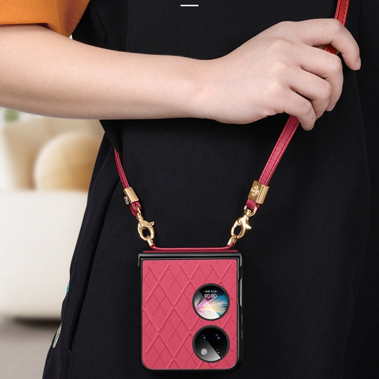 For Huawei P50 Pocket SULADA Elegant Rhombic Texture Folding Phone Case with Lanyard(Blue) - free shipping - PMC TechLife - Order now!