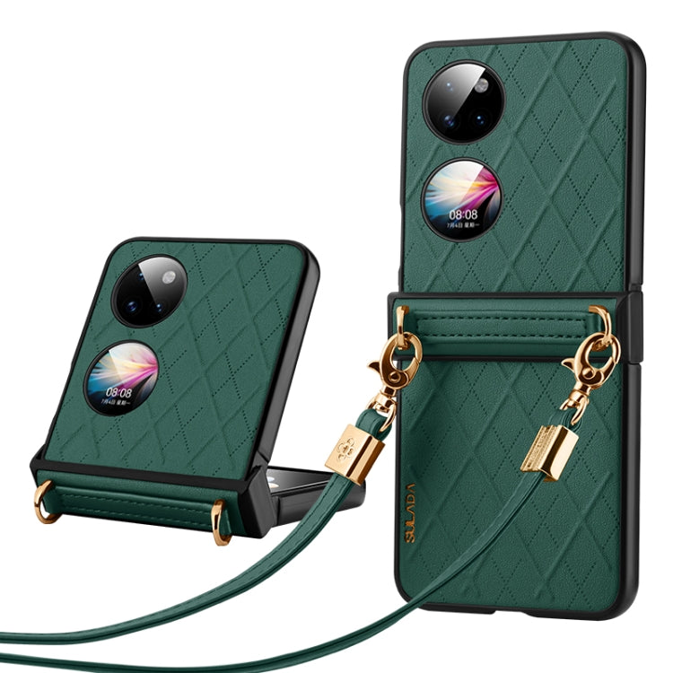 For Huawei P50 Pocket SULADA Elegant Rhombic Texture Folding Phone Case with Lanyard(Green) - free shipping - PMC TechLife - Order now!