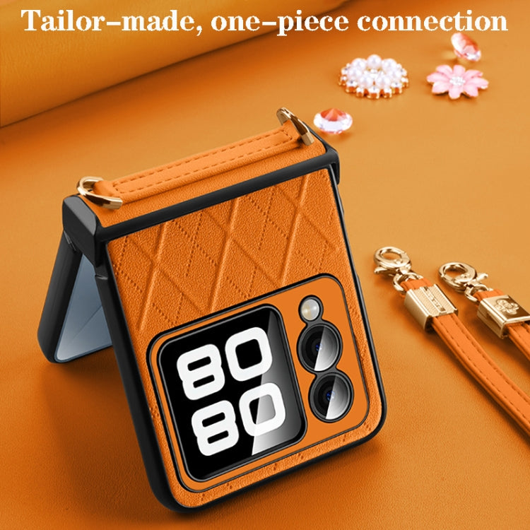 For Huawei nova Flip SULADA Elegant Rhombic Texture Folding Phone Case with Lanyard(Black) - free shipping - PMC TechLife - Order now!