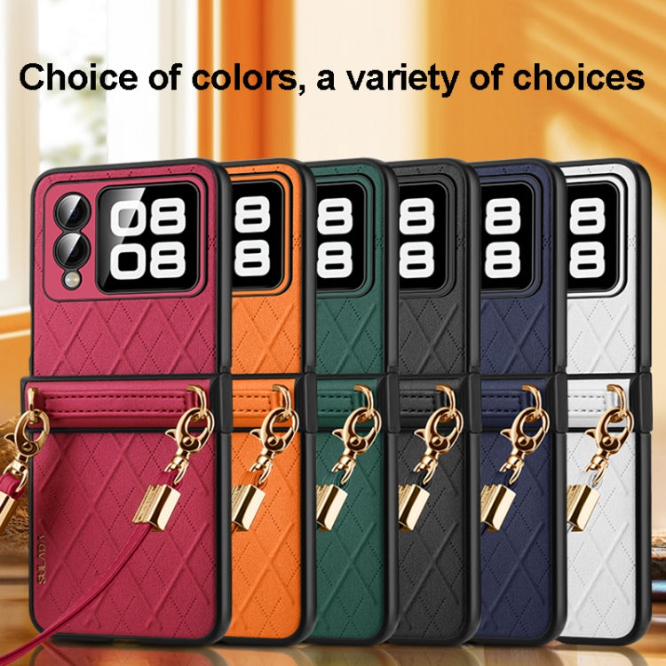 For Huawei nova Flip SULADA Elegant Rhombic Texture Folding Phone Case with Lanyard(Red) - free shipping - PMC TechLife - Order now!