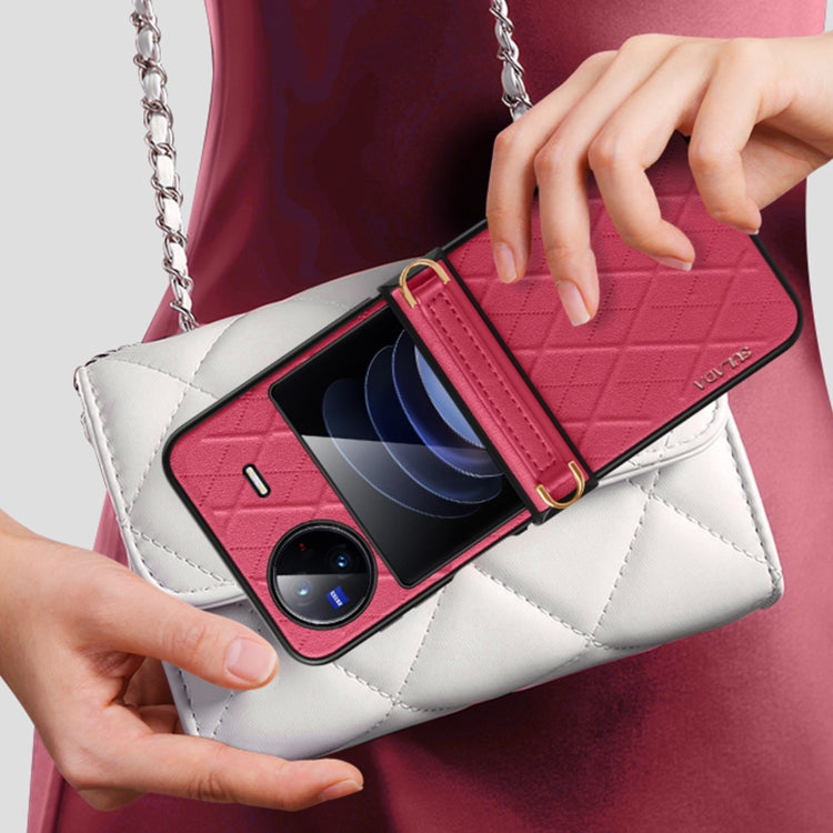 For vivo X Flip SULADA Elegant Rhombic Texture Folding Phone Case with Lanyard(Orange) - vivo Cases by SULADA | Online Shopping South Africa | PMC TechLife | Buy Now Pay Later Mobicred