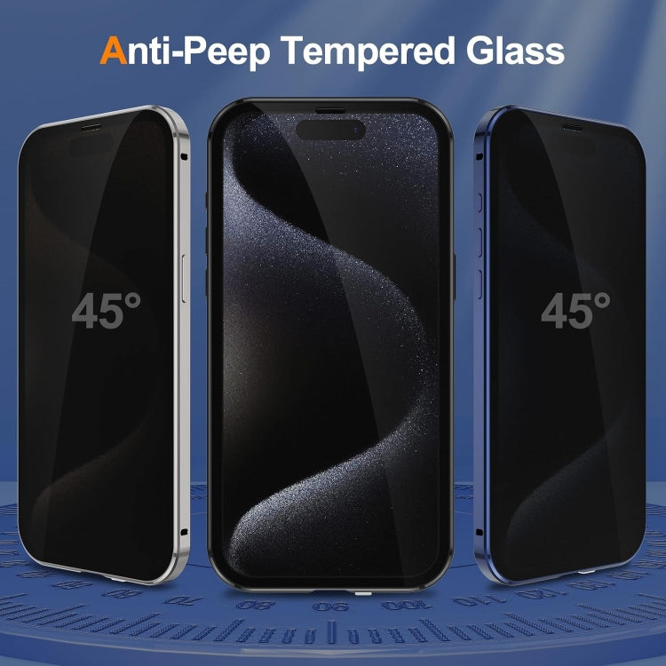 For iPhone 16 Plus Anti-peeping Magnetic Double-sided Tempered Glass Phone Case(Grey) - iPhone 16 Plus Cases by PMC Jewellery | Online Shopping South Africa | PMC Jewellery | Buy Now Pay Later Mobicred