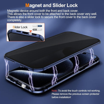 For iPhone 16 Plus Anti-peeping Magnetic Double-sided Tempered Glass Phone Case(Grey) - iPhone 16 Plus Cases by PMC Jewellery | Online Shopping South Africa | PMC Jewellery | Buy Now Pay Later Mobicred