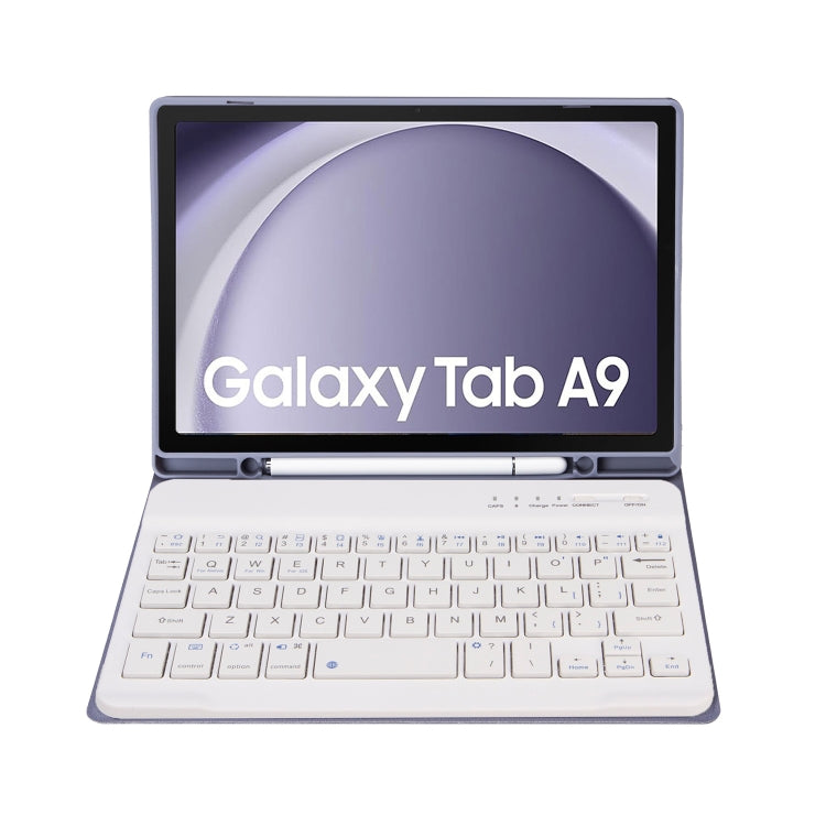 For Samsung Galaxy Tab A9 X110/X115 A221B Candy Color TPU Bluetooth Keyboard Leather Tablet Case with Pen Holder(Purple) - Samsung Keyboard by PMC TechLife | Online Shopping South Africa | PMC TechLife