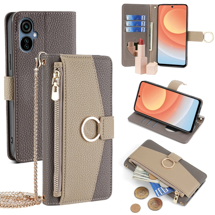 For Tecno Camon 19 Neo Crossbody Litchi Texture Leather Phone Case(Grey) - Tecno Cases by PMC TechLife | Online Shopping South Africa | PMC TechLife | Buy Now Pay Later Mobicred