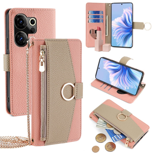 For Tecno Camon 20 Premier 5G Crossbody Litchi Texture Leather Phone Case(Pink) - Tecno Cases by PMC Jewellery | Online Shopping South Africa | PMC Jewellery | Buy Now Pay Later Mobicred