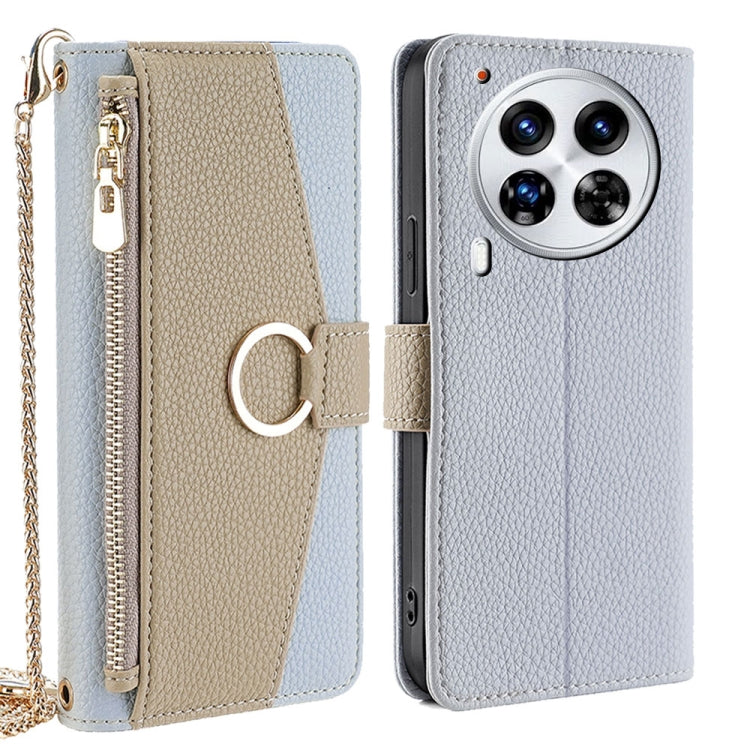 For Tecno Camon 30 Premier 5G Crossbody Litchi Texture Leather Phone Case(Blue) - Tecno Cases by PMC TechLife | Online Shopping South Africa | PMC TechLife | Buy Now Pay Later Mobicred