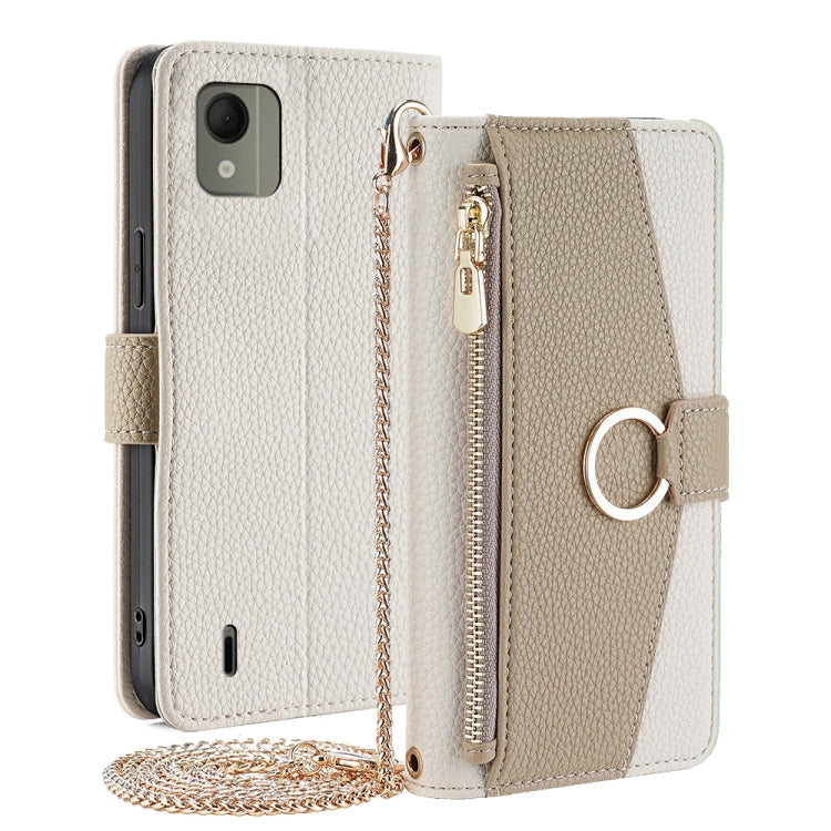 For Nokia C110 4G Crossbody Litchi Texture Leather Phone Case(White) - Nokia Cases by PMC TechLife | Online Shopping South Africa | PMC TechLife | Buy Now Pay Later Mobicred