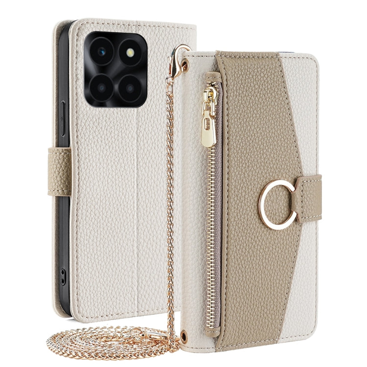 For Honor X6a 4G Crossbody Litchi Texture Leather Phone Case(White) - Honor Cases by PMC TechLife | Online Shopping South Africa | PMC TechLife | Buy Now Pay Later Mobicred
