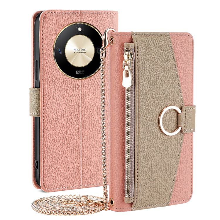For Honor X50 5G Crossbody Litchi Texture Leather Phone Case(Pink) - Honor Cases by PMC TechLife | Online Shopping South Africa | PMC TechLife | Buy Now Pay Later Mobicred