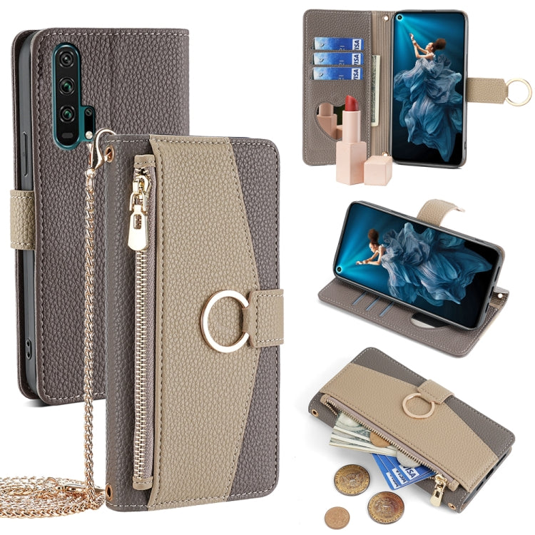 For Honor 20 Pro Crossbody Litchi Texture Leather Phone Case(Grey) - Honor Cases by PMC TechLife | Online Shopping South Africa | PMC TechLife | Buy Now Pay Later Mobicred