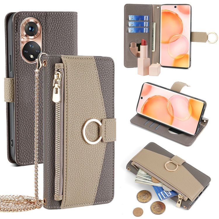 For Honor 50 Crossbody Litchi Texture Leather Phone Case(Grey) - Honor Cases by PMC TechLife | Online Shopping South Africa | PMC TechLife | Buy Now Pay Later Mobicred