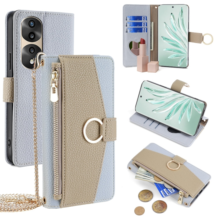 For Honor 70 Pro / 70 Pro+ Crossbody Litchi Texture Leather Phone Case(Blue) - Honor Cases by PMC TechLife | Online Shopping South Africa | PMC TechLife | Buy Now Pay Later Mobicred