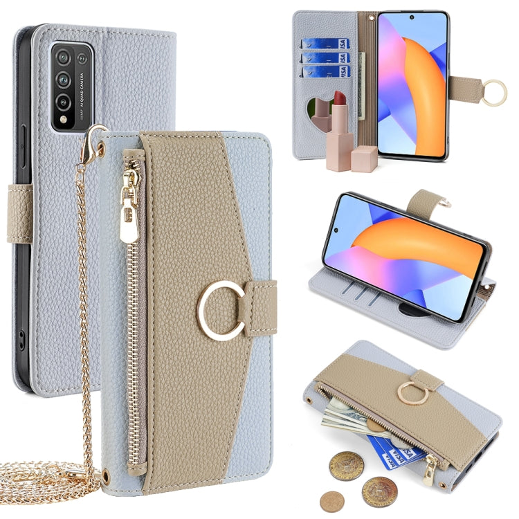 For Honor 10X Lite Crossbody Litchi Texture Leather Phone Case(Blue) - Honor Cases by PMC TechLife | Online Shopping South Africa | PMC TechLife | Buy Now Pay Later Mobicred