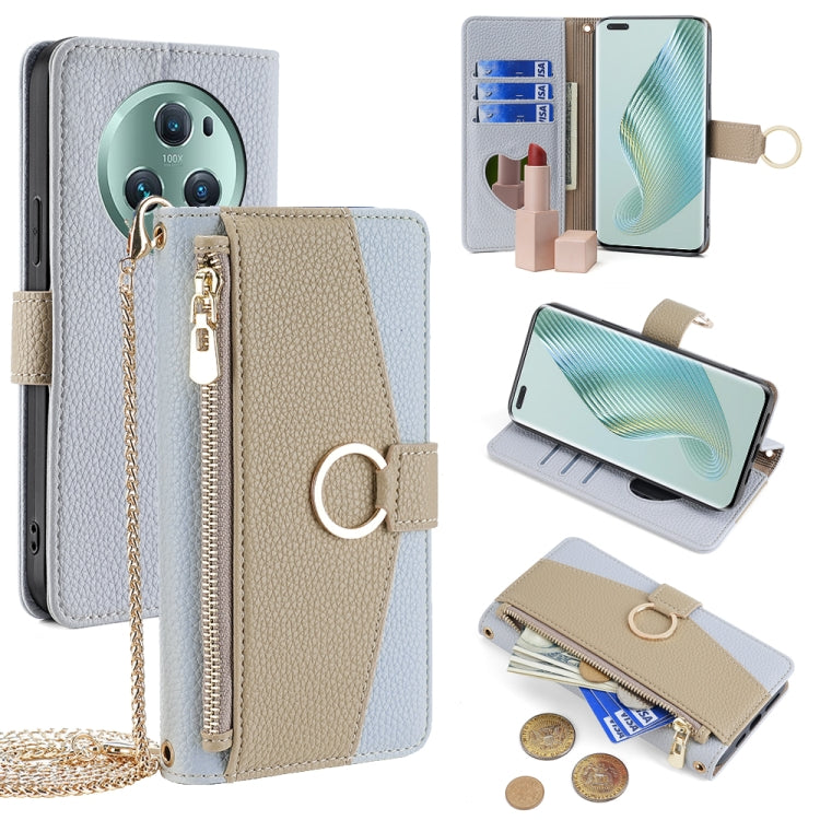For Honor Magic5 Pro Crossbody Litchi Texture Leather Phone Case(Blue) - Honor Cases by PMC TechLife | Online Shopping South Africa | PMC TechLife | Buy Now Pay Later Mobicred