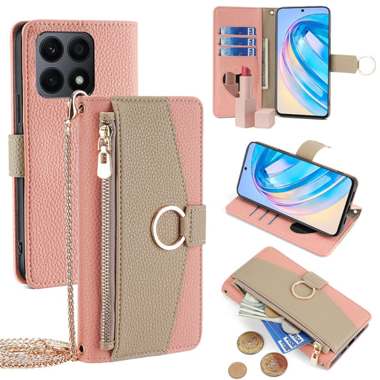 For Honor X8a Crossbody Litchi Texture Leather Phone Case(Pink) - Honor Cases by PMC Jewellery | Online Shopping South Africa | PMC Jewellery | Buy Now Pay Later Mobicred