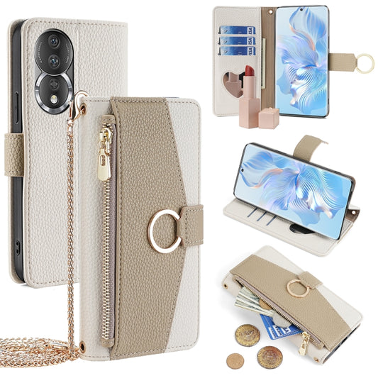 For Honor 80 Crossbody Litchi Texture Leather Phone Case(White) - Honor Cases by PMC Jewellery | Online Shopping South Africa | PMC Jewellery | Buy Now Pay Later Mobicred