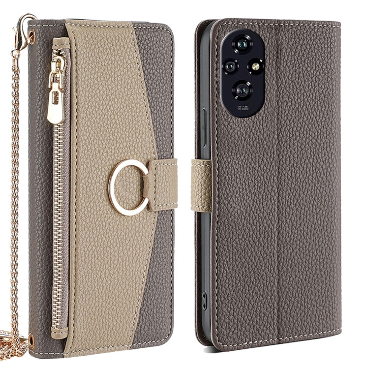 For Honor 200 5G Crossbody Litchi Texture Leather Phone Case(Grey) - Honor Cases by PMC TechLife | Online Shopping South Africa | PMC TechLife | Buy Now Pay Later Mobicred