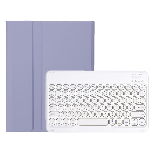 For Samsung Galaxy Tab A9+ X210/X215/X215 YA09B Candy Color TPU Round Keycap Bluetooth Keyboard Leather Case with Pen Slot(Purple) - Samsung Keyboard by PMC Jewellery | Online Shopping South Africa | PMC Jewellery