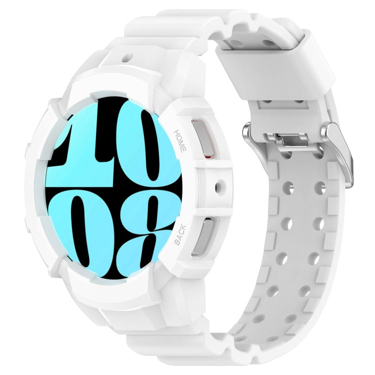 For Samsung Galaxy Watch 6 40mm Armor Silicone Watch Band + Watch Case Set(White) - Watch Bands by PMC Jewellery | Online Shopping South Africa | PMC Jewellery | Buy Now Pay Later Mobicred