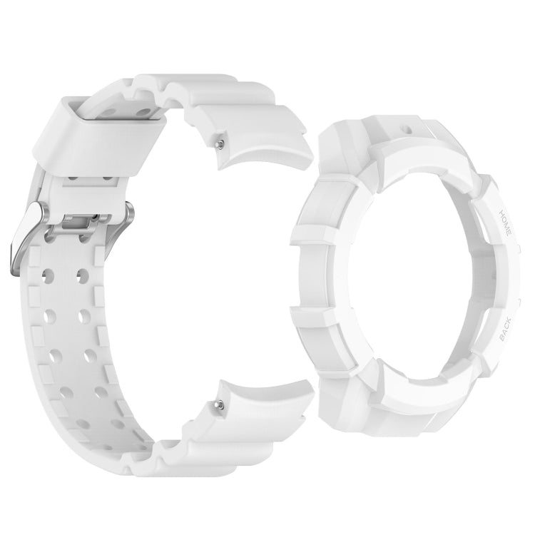 For Samsung Galaxy Watch 6 40mm Armor Silicone Watch Band + Watch Case Set(White) - Watch Bands by PMC Jewellery | Online Shopping South Africa | PMC Jewellery | Buy Now Pay Later Mobicred