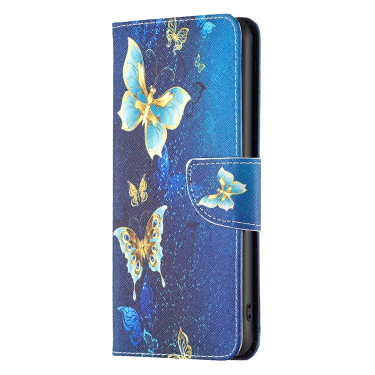 For Motorola Moto G Play 2024 Colored Drawing Pattern Leather Phone Case(Gold Butterfly) - Motorola Cases by PMC Jewellery | Online Shopping South Africa | PMC Jewellery | Buy Now Pay Later Mobicred