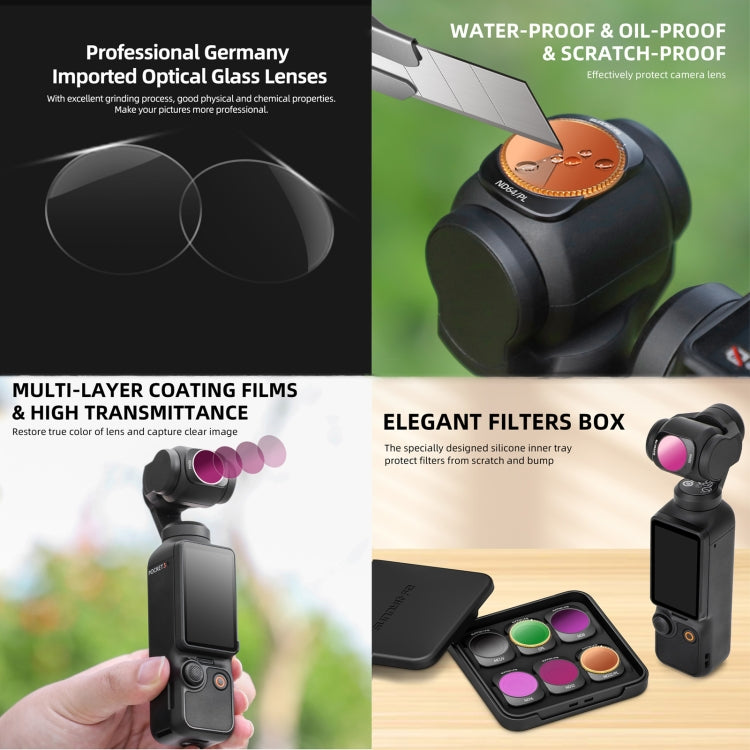 For DJI OSMO Pocket 3 Sunnylife Camera Lens Magnetic Metal Filter, Filter:3 in 1 CPL ND8/16 - free shipping - PMC TechLife - Order now!