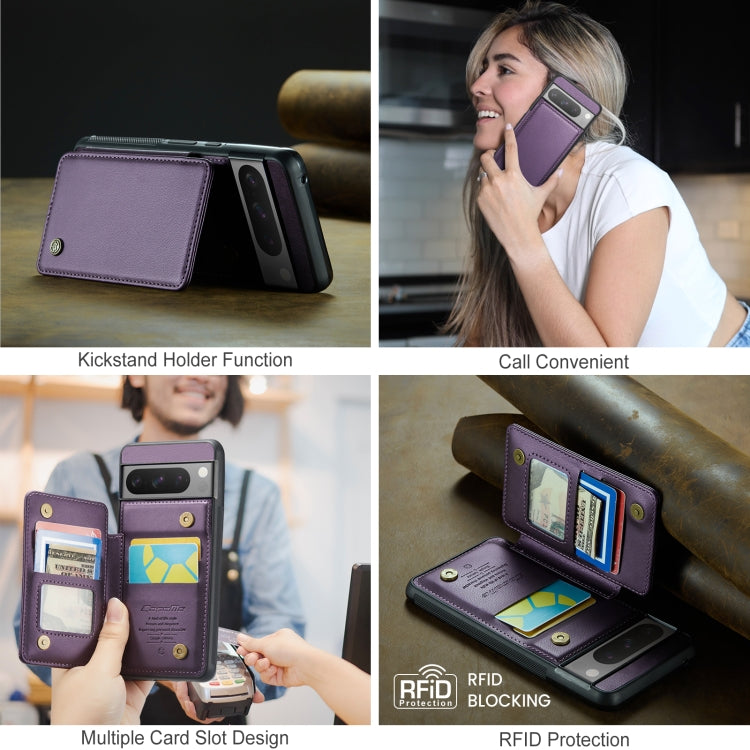 For Google Pixel 8 Pro CaseMe C22 Card Slots Holder RFID Anti-theft Phone Case(Purple) - Google Cases by CaseMe | Online Shopping South Africa | PMC Jewellery | Buy Now Pay Later Mobicred