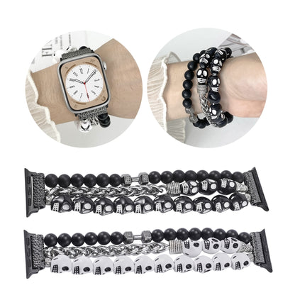 For Apple Watch SE 2022 40mm Skull Beaded Watch Band(White) - Watch Bands by PMC Jewellery | Online Shopping South Africa | PMC Jewellery