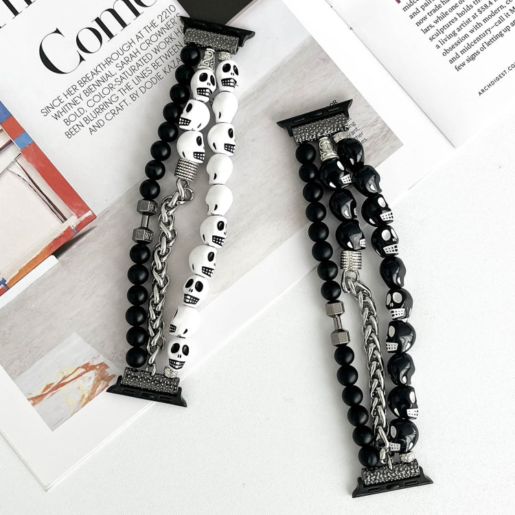 For Apple Watch Series 3 38mm Skull Beaded Watch Band(Black) - Watch Bands by PMC TechLife | Online Shopping South Africa | PMC TechLife