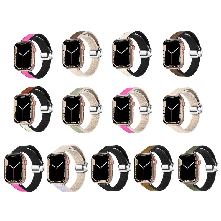 For Apple Watch Series 9 41mm Magnetic Folding Leather Silicone Watch Band(Starlight White) - Watch Bands by PMC TechLife | Online Shopping South Africa | PMC TechLife