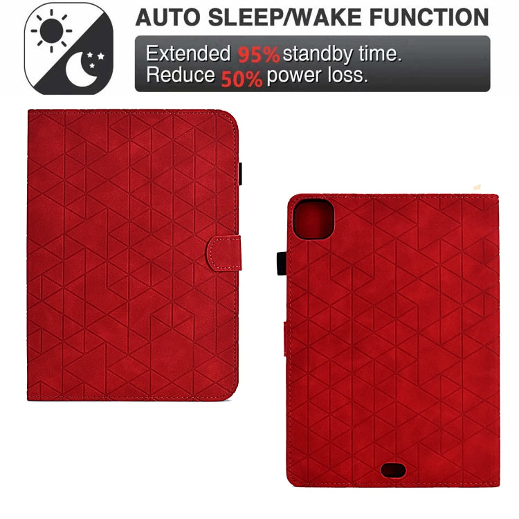 For iPad Pro 11 2024 Rhombus TPU Smart Leather Tablet Case(Red) - iPad Pro 11 2024 Cases by PMC TechLife | Online Shopping South Africa | PMC TechLife | Buy Now Pay Later Mobicred