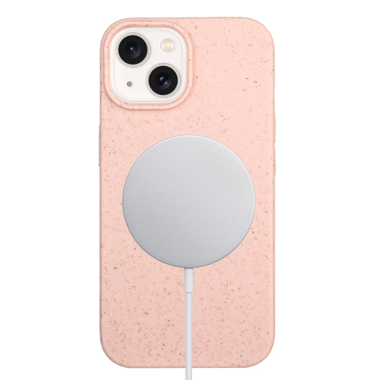 For iPhone 15 Plus Wheat MagSafe Magnetic Straw Material + TPU Phone Case(Pink) - iPhone 15 Plus Cases by PMC Jewellery | Online Shopping South Africa | PMC Jewellery