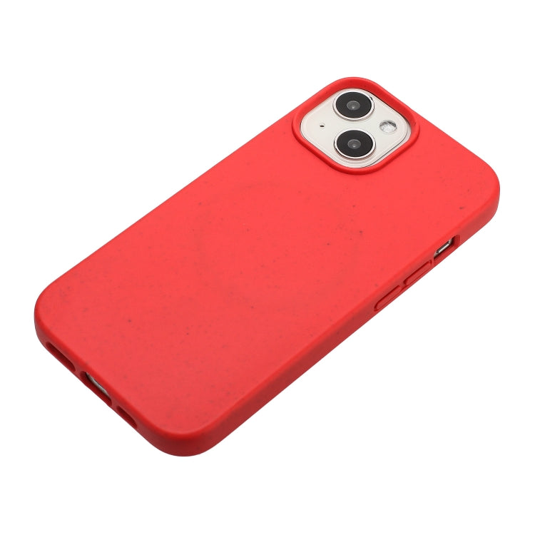 For iPhone 15 Wheat MagSafe Magnetic Straw Material + TPU Phone Case(Red) - iPhone 15 Cases by PMC TechLife | Online Shopping South Africa | PMC TechLife
