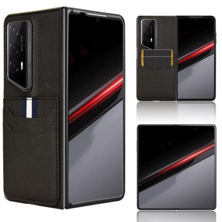 For Honor Magic V2 RSR Porsche Design Litchi Texture Card Slots Back Cover Phone Case(Black) - Honor Cases by PMC TechLife | Online Shopping South Africa | PMC TechLife | Buy Now Pay Later Mobicred