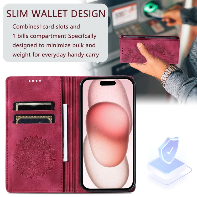 For iPhone 16 Pro Totem Embossed Magnetic Leather Phone Case(Red) - iPhone 16 Pro Cases by PMC TechLife | Online Shopping South Africa | PMC TechLife | Buy Now Pay Later Mobicred