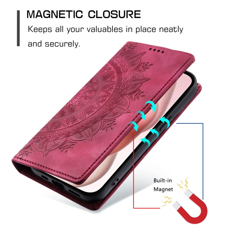 For iPhone 16 Pro Totem Embossed Magnetic Leather Phone Case(Red) - iPhone 16 Pro Cases by PMC Jewellery | Online Shopping South Africa | PMC Jewellery | Buy Now Pay Later Mobicred