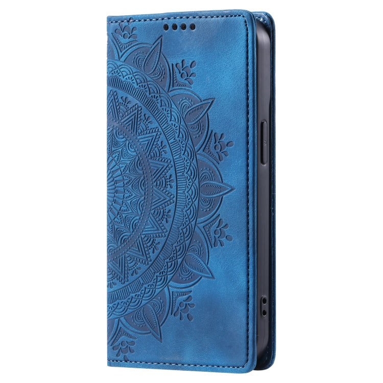 For iPhone 16 Totem Embossed Magnetic Leather Phone Case(Blue) - iPhone 16 Cases by PMC TechLife | Online Shopping South Africa | PMC TechLife | Buy Now Pay Later Mobicred
