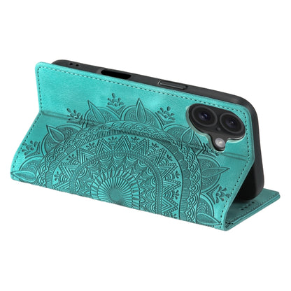 For iPhone 16 Totem Embossed Magnetic Leather Phone Case(Green) - iPhone 16 Cases by PMC Jewellery | Online Shopping South Africa | PMC Jewellery | Buy Now Pay Later Mobicred