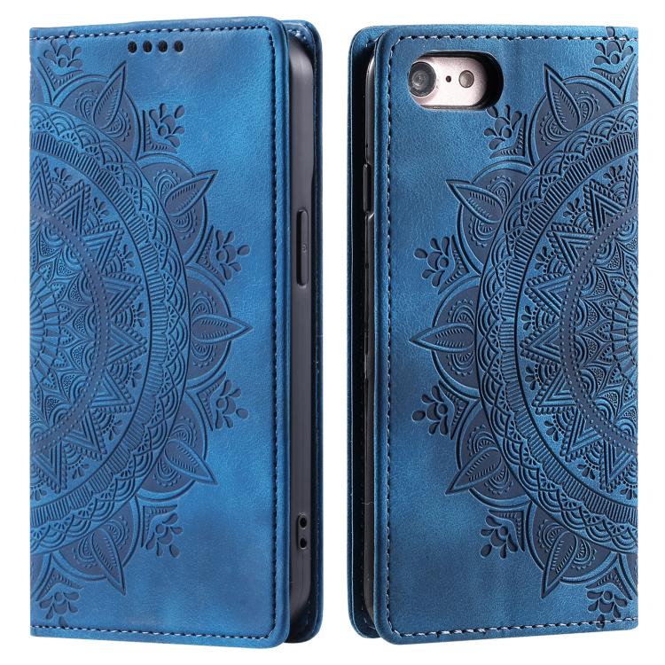 For iPhone 16e Totem Embossed Magnetic Leather Phone Case(Blue) - iPhone 16e Cases by PMC TechLife | Online Shopping South Africa | PMC TechLife | Buy Now Pay Later Mobicred